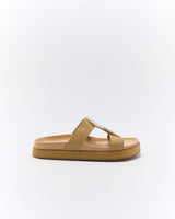 Walnut Melbourne Micah Leather Slide - Biscuit