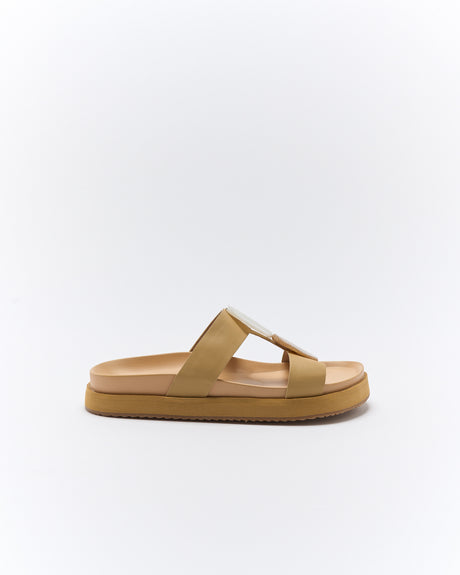 Walnut Melbourne Micah Leather Slide - Biscuit