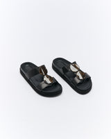 Walnut Melbourne Micah Leather Slide - Black