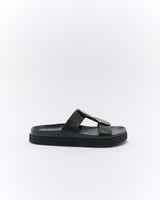 Walnut Melbourne Micah Leather Slide - Black