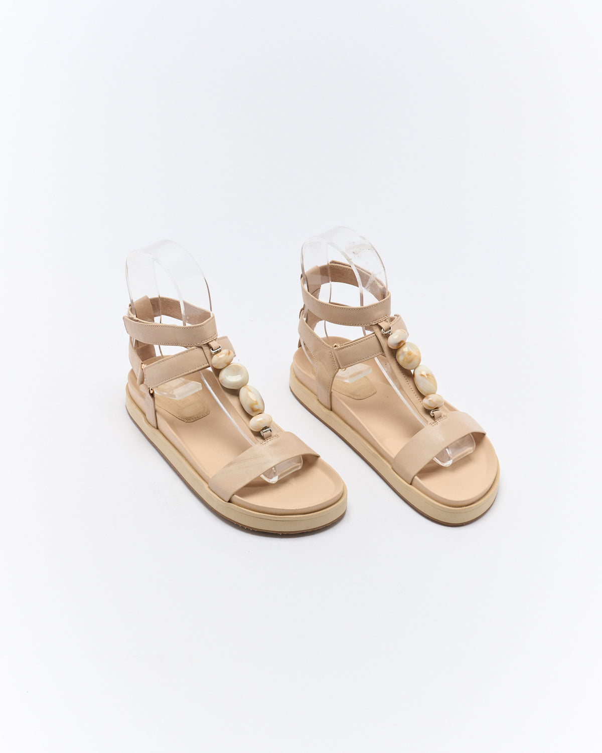 Walnut Melbourne Mietta Leather Sandal - Oyster
