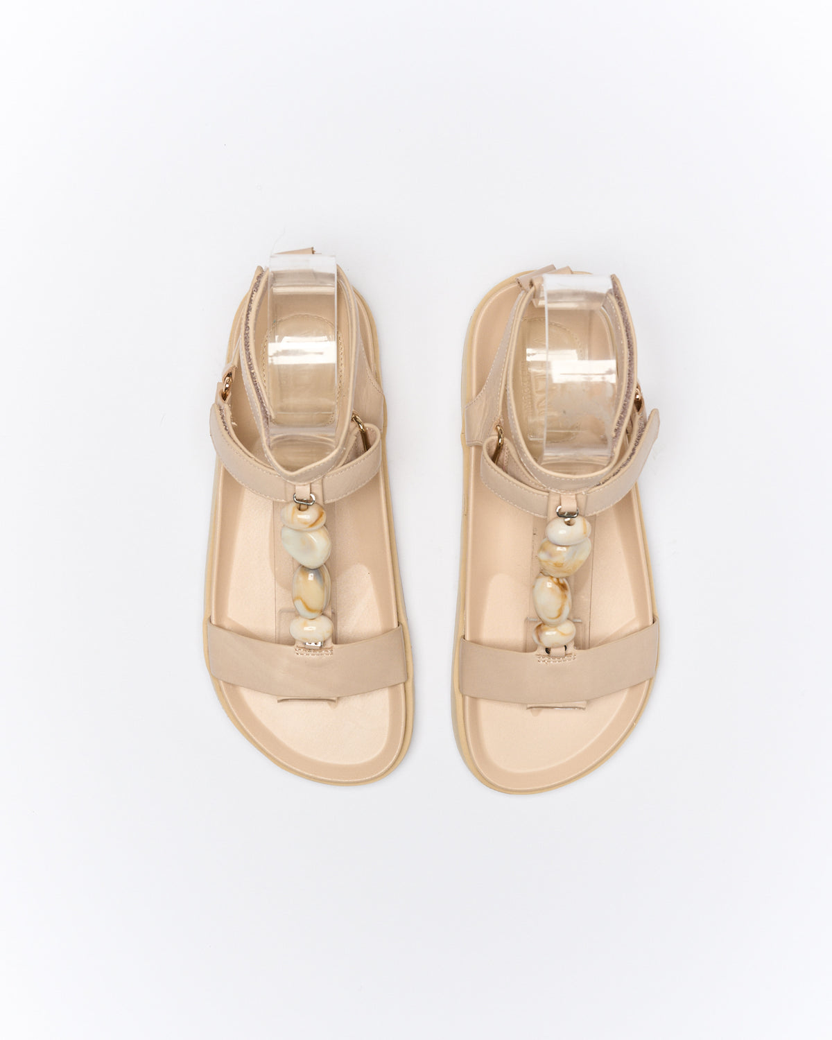 Walnut Melbourne Mietta Leather Sandal - Oyster