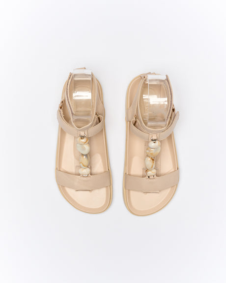 Walnut Melbourne Mietta Leather Sandal - Oyster
