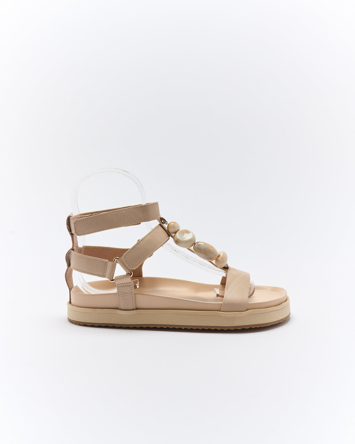 Walnut Melbourne Mietta Leather Sandal - Oyster