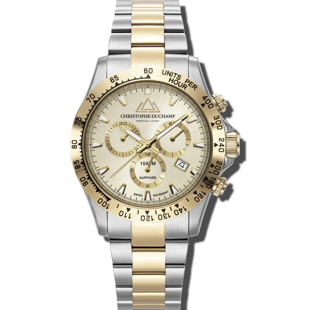 Christophe Duchamp Grand Mont - Champagne Dial with Gold & Silver Stainless Steel Strap