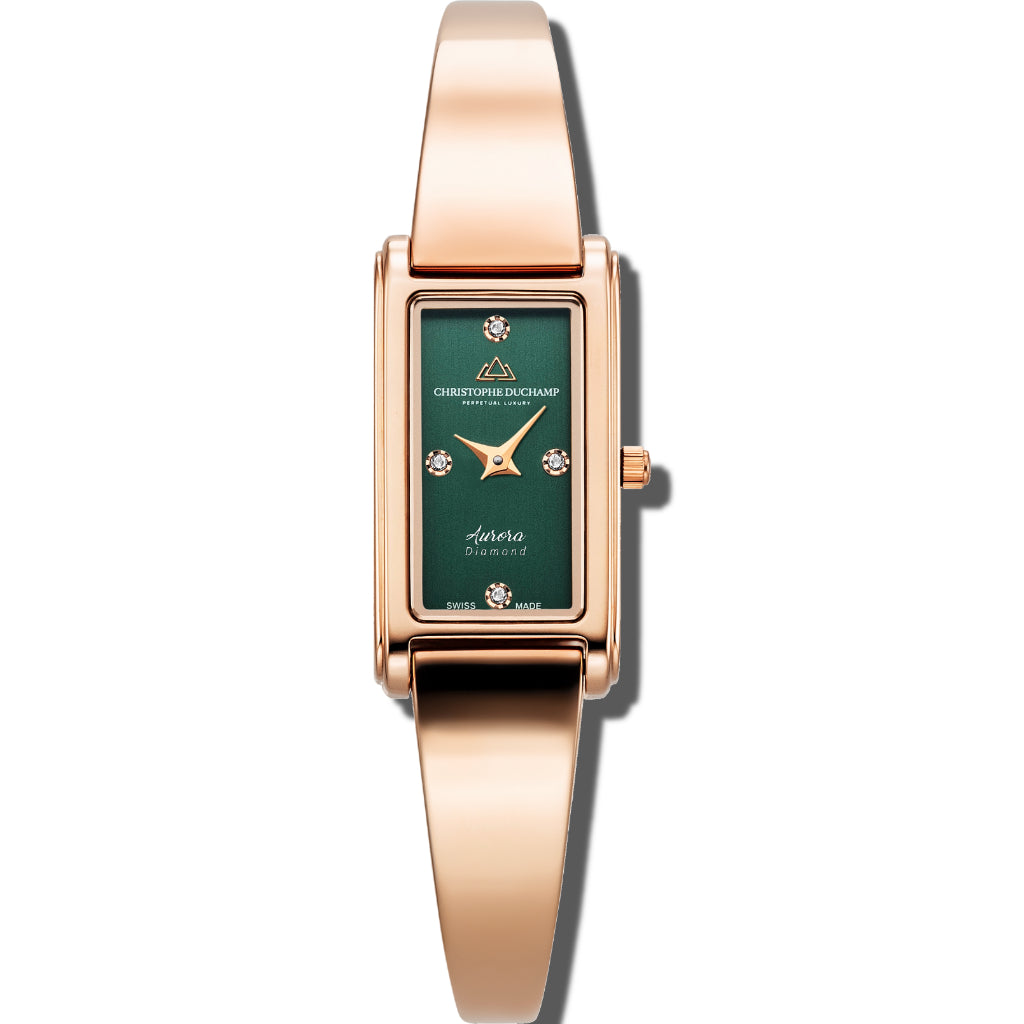 Christophe Duchamp Aurora - Green Dial with Rose Gold Stainless Steel Strap