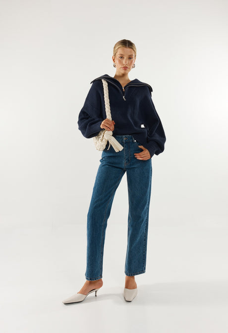 Madison The Label Remy Knit Jumper - Navy