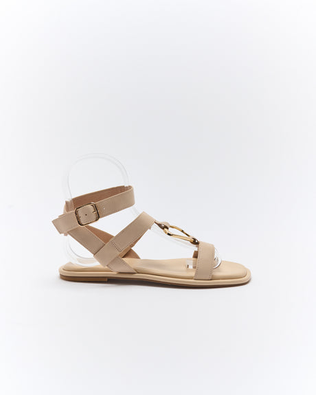 Walnut Melbourne Rhodes Leather Sandal - Oyster