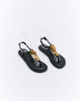 Walnut Melbourne Roxie Leather Sandal - Black