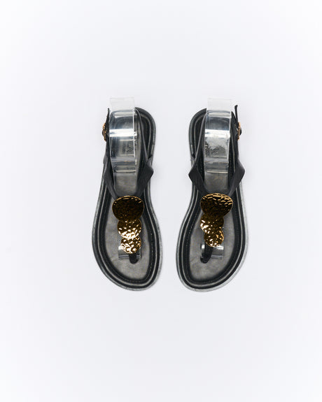 Walnut Melbourne Roxie Leather Sandal - Black