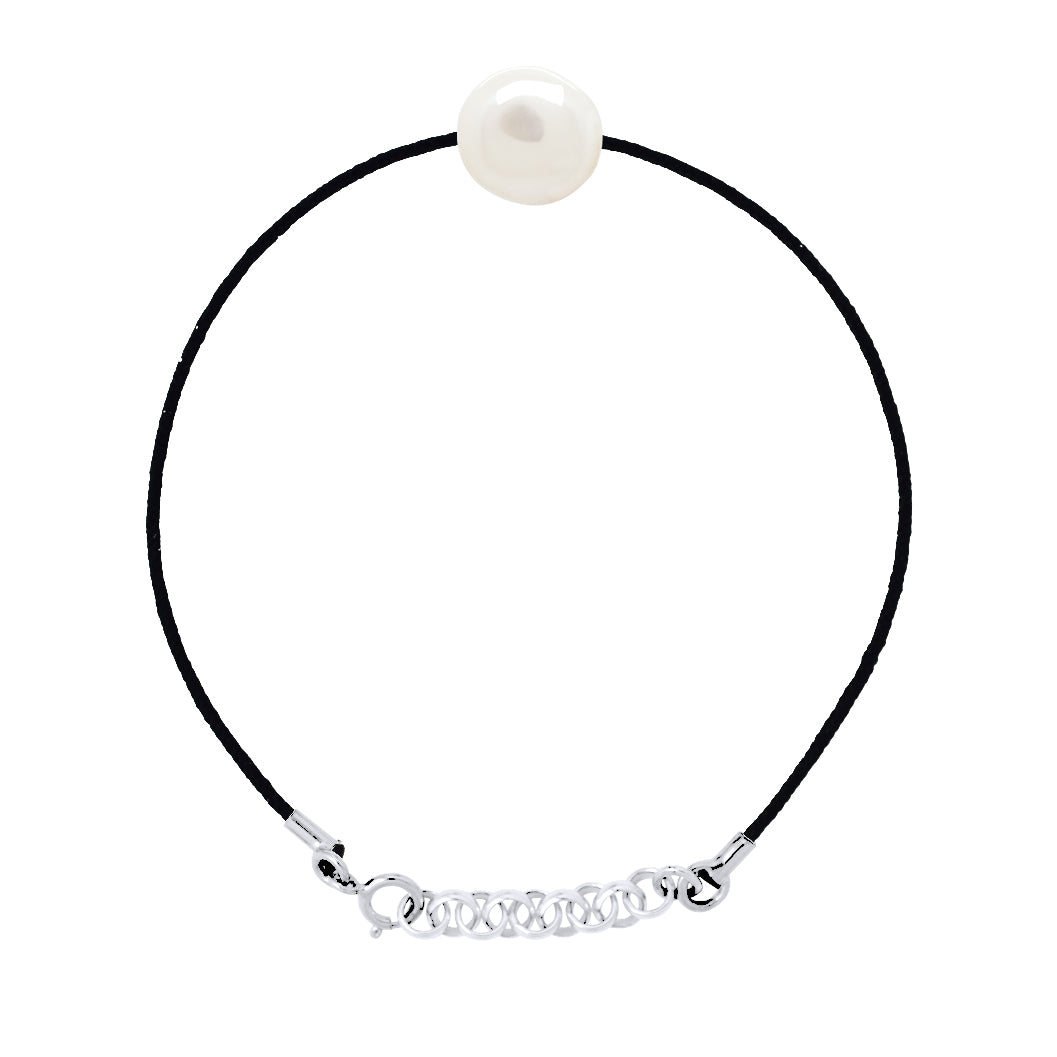 Bracelet "Love Links" In Twisted Nylon of Black - Adorned - Length 18 cm