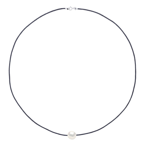 Necklace "Love Links" In Twisted Nylon of Black - Adorned - Longueur 42 cm