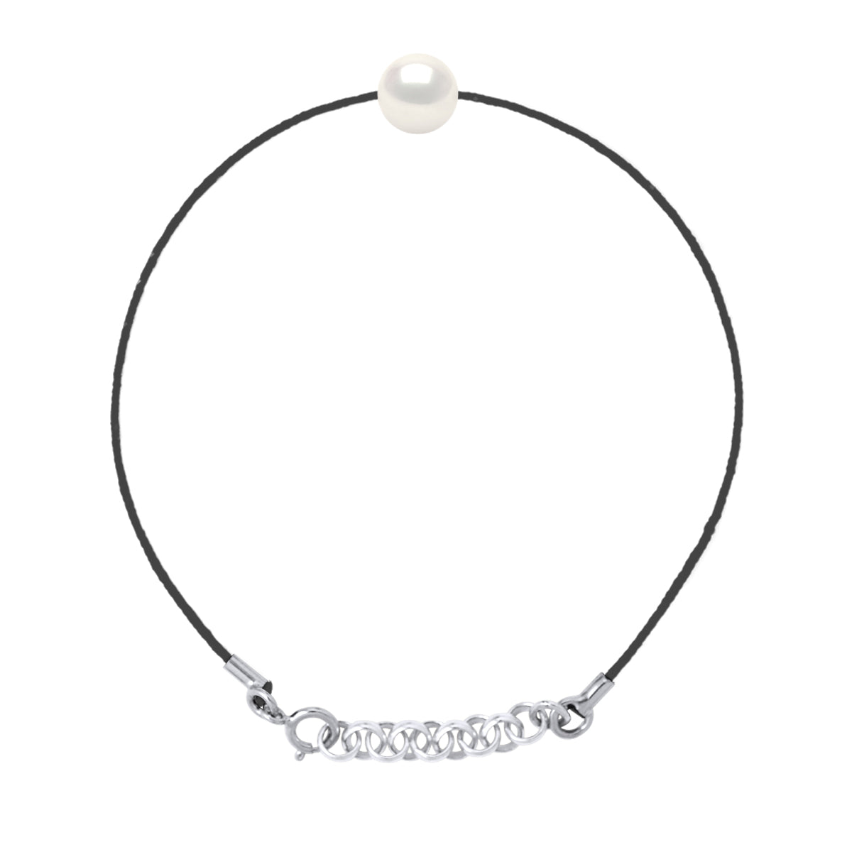 Bracelet "Love Links" In Twisted Nylon of Black - Adorned - Longueur 42 cm