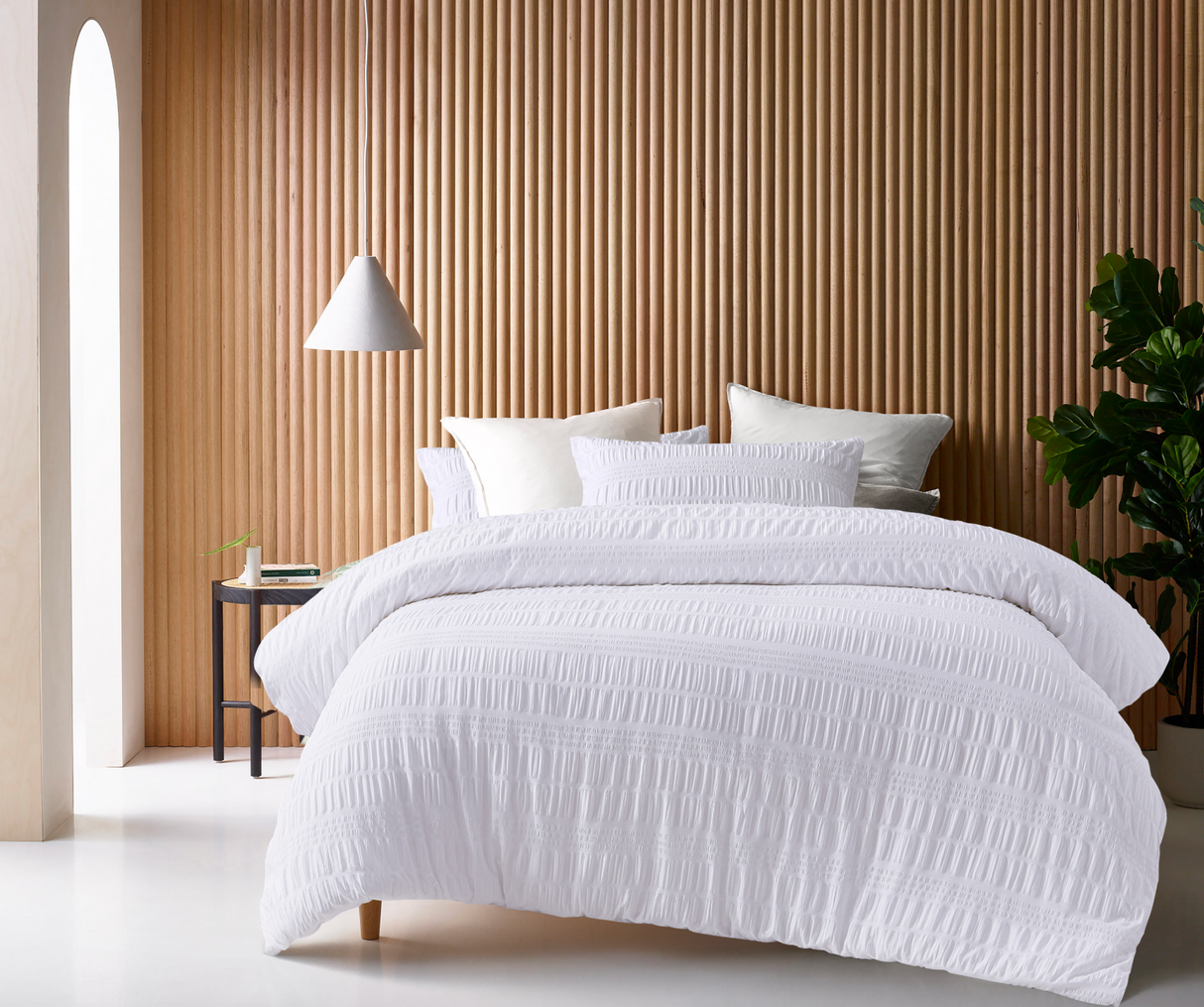 Accessorize Seersucker Quilt Cover Sets - White