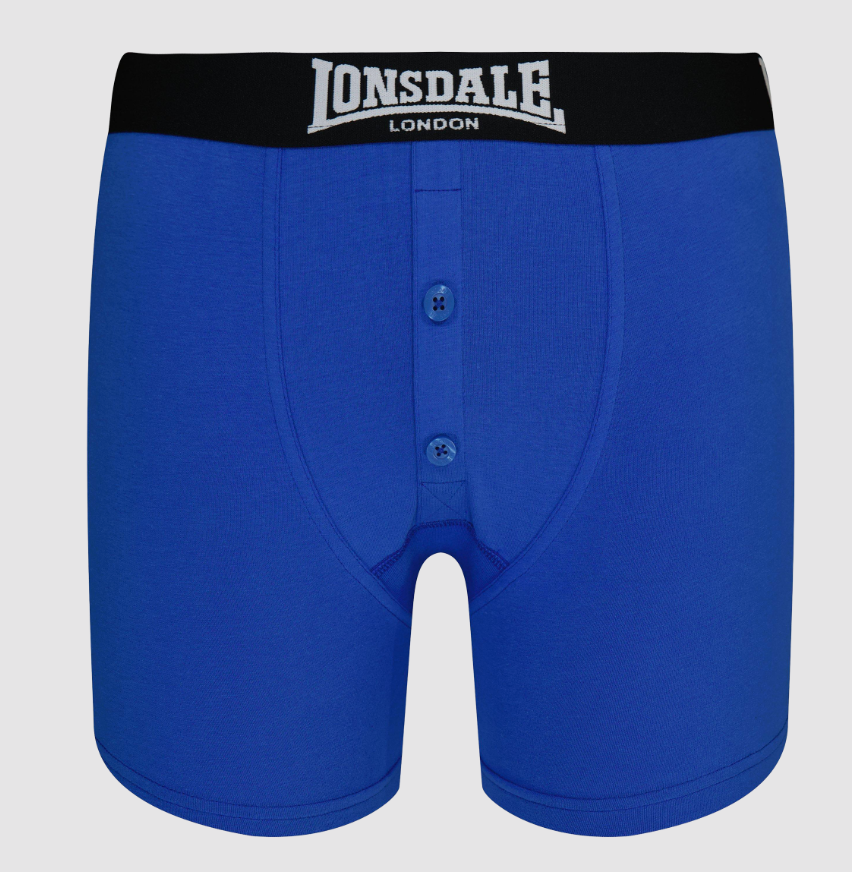 Lonsdale Junior Boys 2 Pack Trunks - Blue Black/ Blue