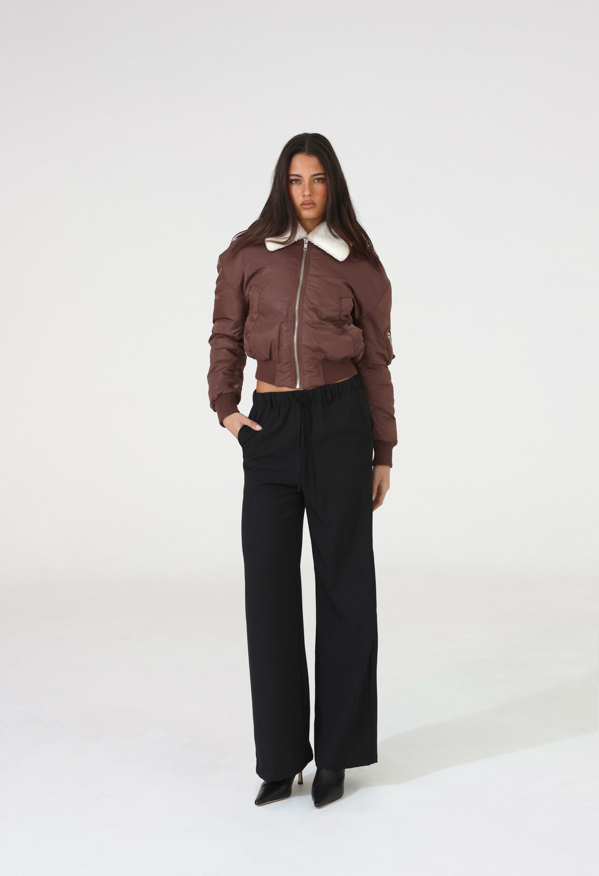 Madison The Label Seth Bomber Jacket - Choc
