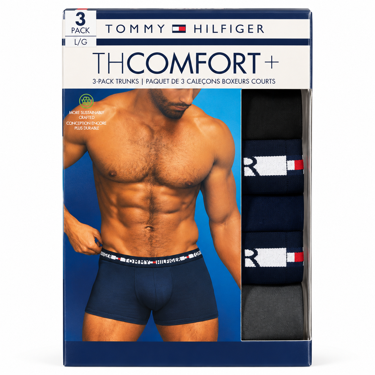 Tommy Hilfiger Men's 3 Pack Statement Flex Trunks - Vintage Blue