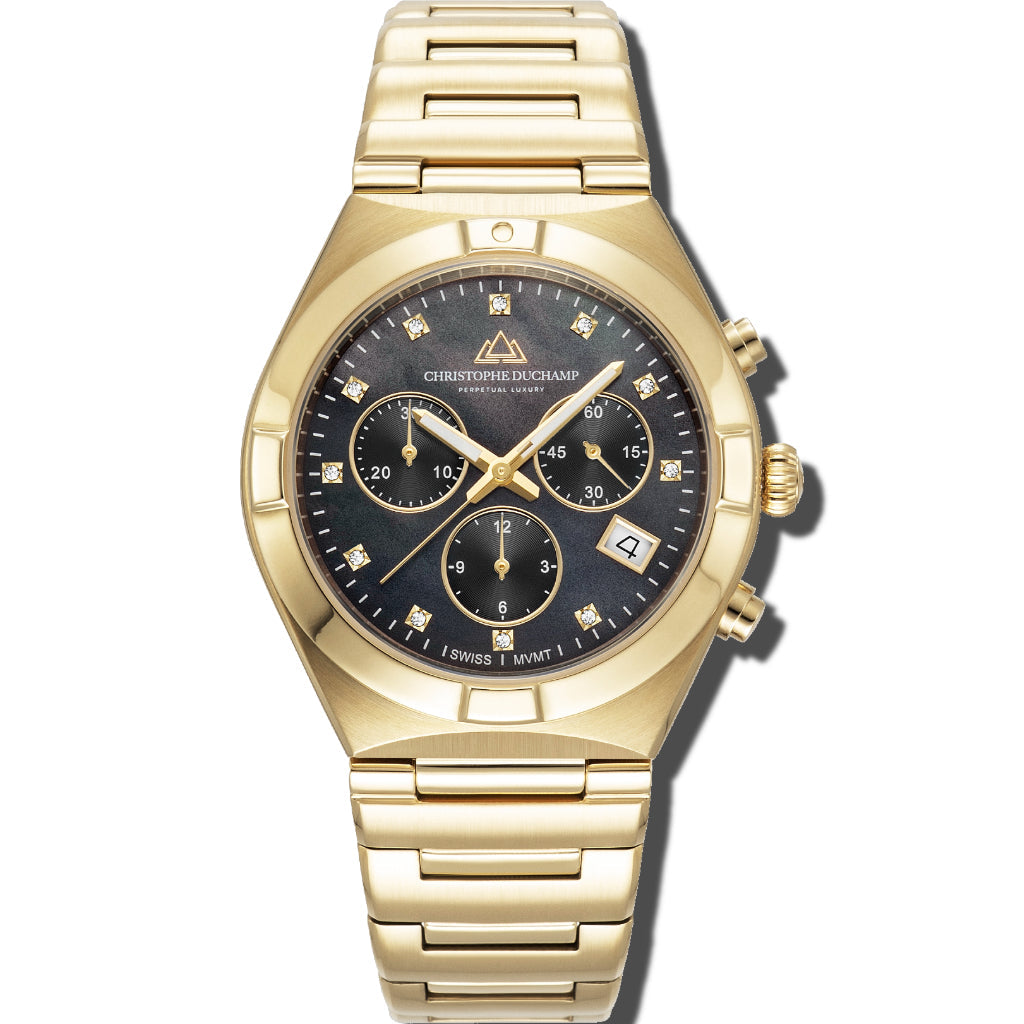 Christophe Duchamp D'orsay - Black Dial with Gold Stainless Steel Strap