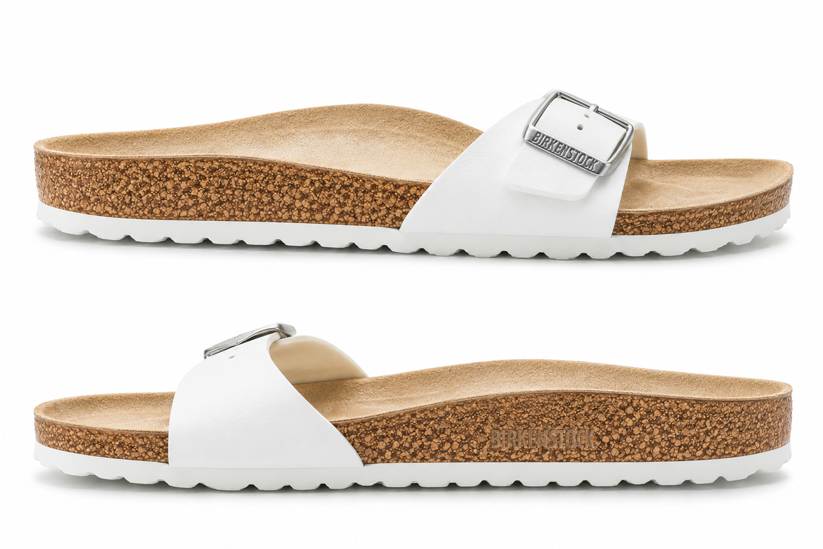 Birkenstock Unisex Madrid Birko Flor Narrow Fit Sandals White