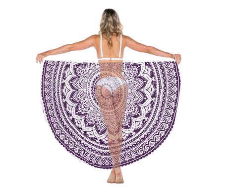 TODO Luxury Edition Chiffon Digital Print Beach Throw Yoga Purple Boho