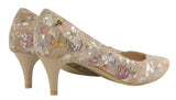 Bosccolo Womens High Heels - Silver Flower/Beige