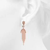 Bullion Gold Star Sun & Moon Diamonelle Chandelier Tassle Drop Earrings Rose Gold