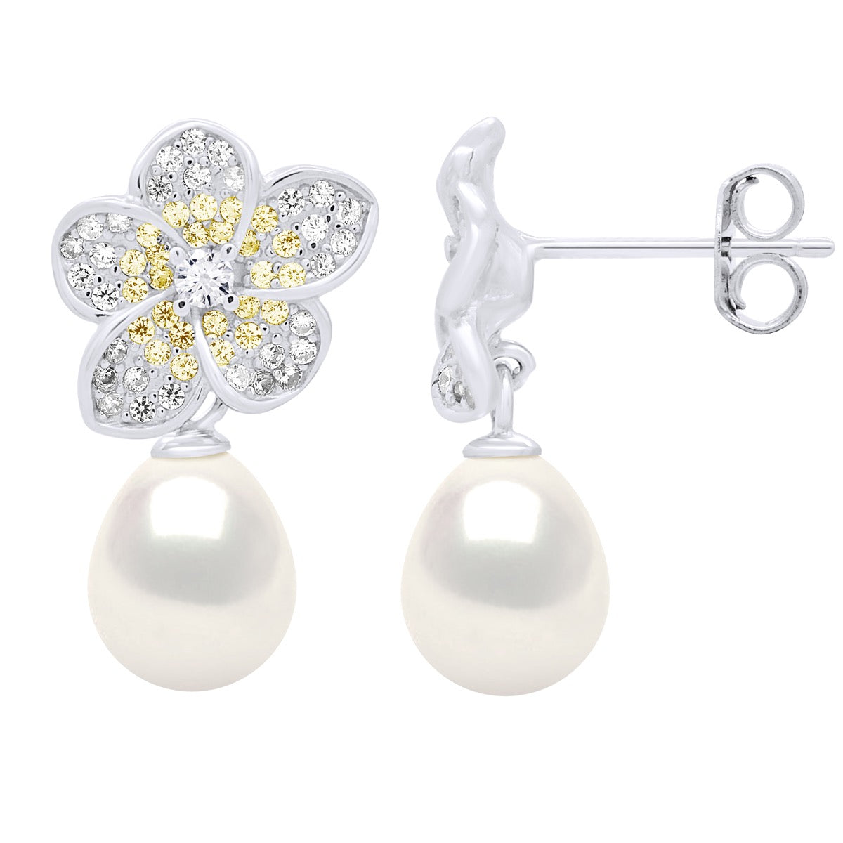 Earrings - Natural White - Design 12 x 12 mm