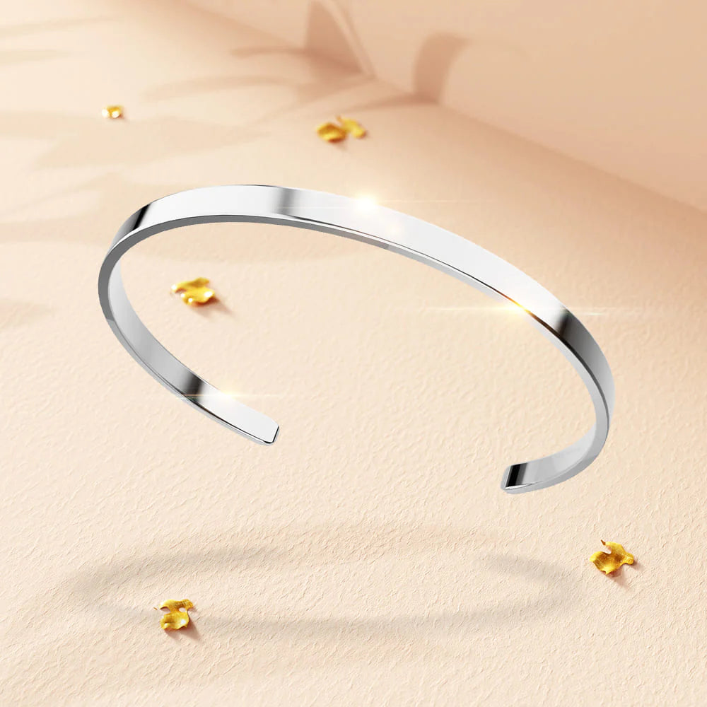 Bullion Gold Avenue Classic Cuff Bangle White Gold - 4mm