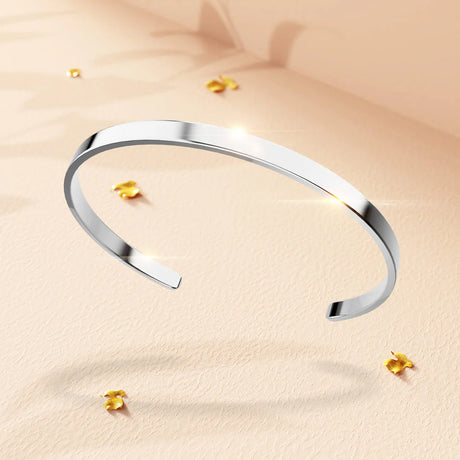 Bullion Gold Avenue Classic Cuff Bangle White Gold - 4mm