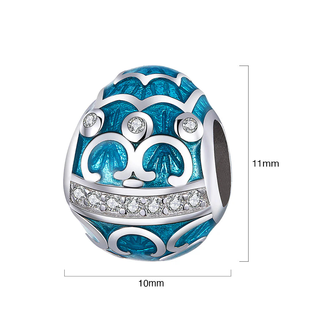 Solid 925 Sterling Silver Azure Egg Pandora Inspired Charm