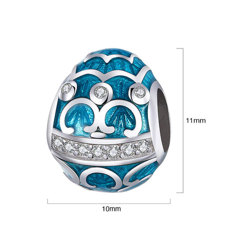 Solid 925 Sterling Silver Azure Egg Pandora Inspired Charm
