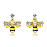 Golden Honey Bee Dangle Earrings