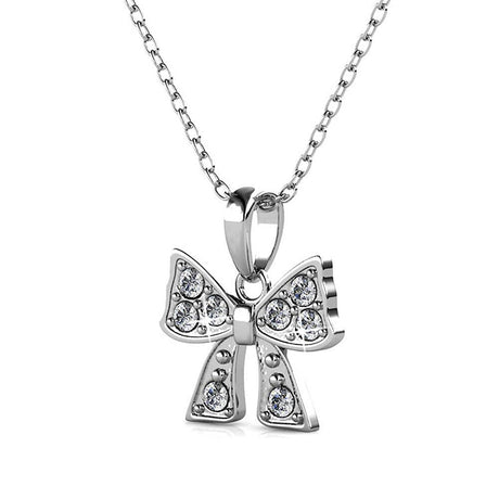 Boxed Ribbon Tie Necklace and Earrings Set Embellished with SWAROVSKI® Crystals