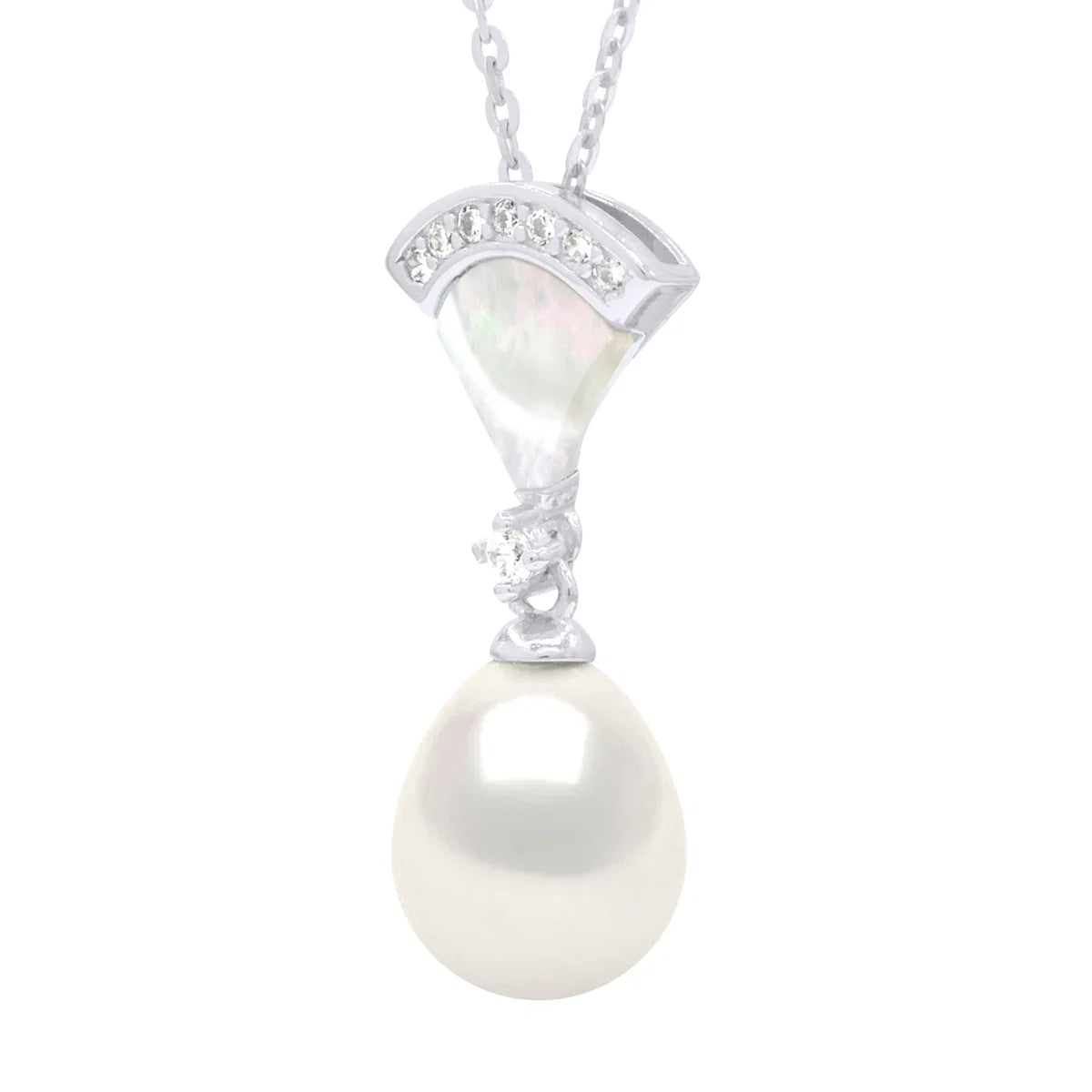 Pendant Freshwater Pearl & Cubic Zirconia White