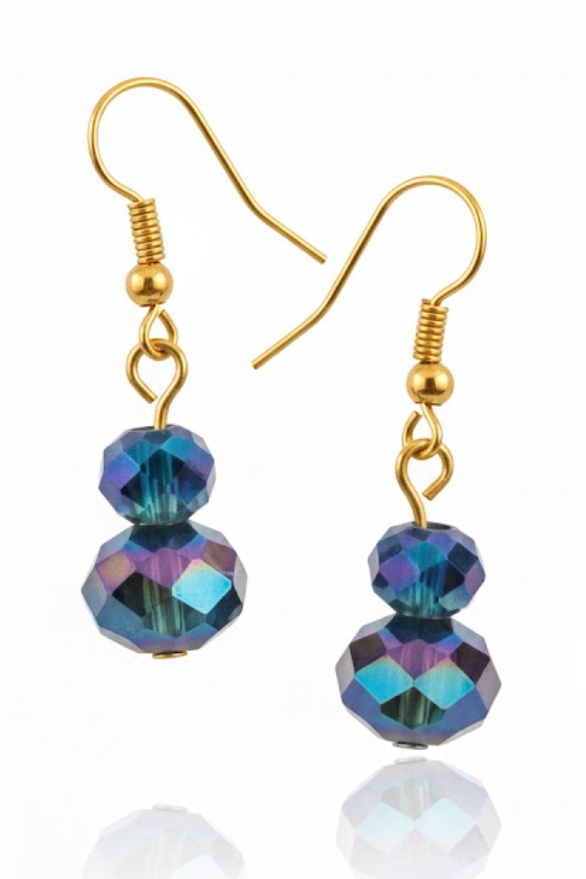Liv Oliver 18K Gold Multi Color Faceted Double Drop Earrings