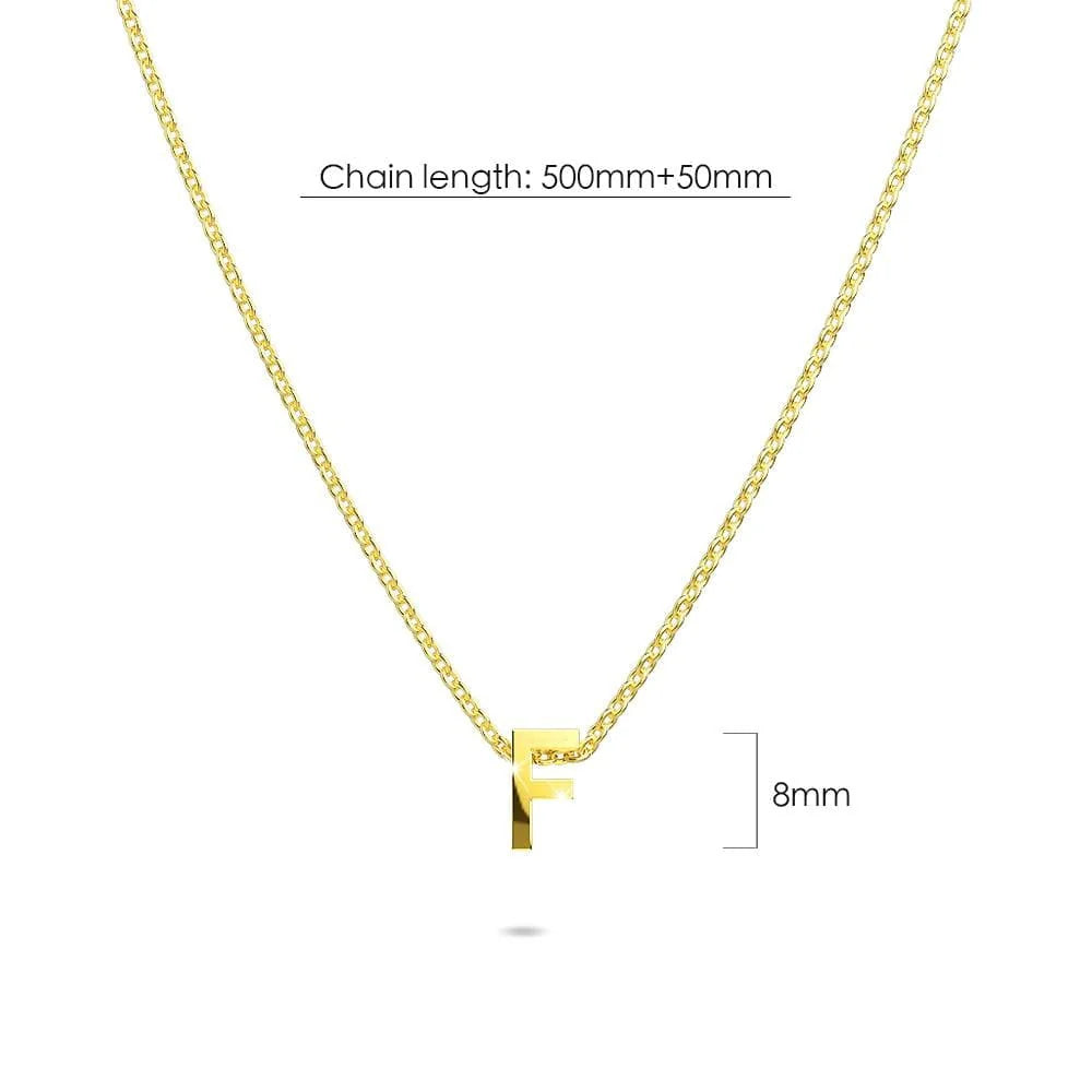 Bullion Gold Initials Brick Alphabet Letter Necklace Gold Layered Steel Jewellery