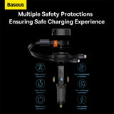 Baseus 30W Fast Charging Retractable 2-in-1 Car Charger Type-C iP Pin 12-24V 3.5A