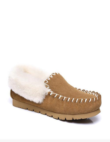 Popo Cow Suede Moccasin in Chestnut