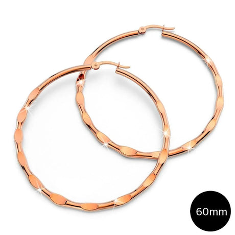 Bullion Gold Fem Hammered Hoop Earrings 60mm