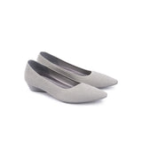 Diagonal Cut Knit Pointed Toe Wedge Flats - Grey