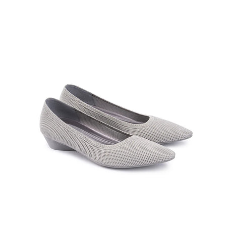 Diagonal Cut Knit Pointed Toe Wedge Flats - Grey