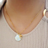 Bullion Gold Pearl Shell & Gold Dolphin Necklace
