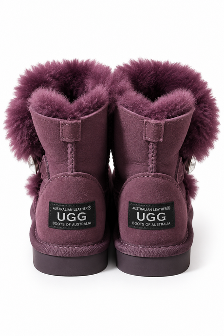 Australian Leather Ugg Swarovski Elements 1button - Purple - AU5