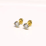 Solid 925 Signature Silver Mary Anne Crystal Stud Earrings In Gold