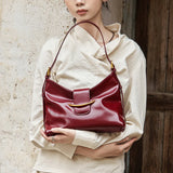 Nalandu Luxe Glossy Hobo Shoulder Bag - Wine