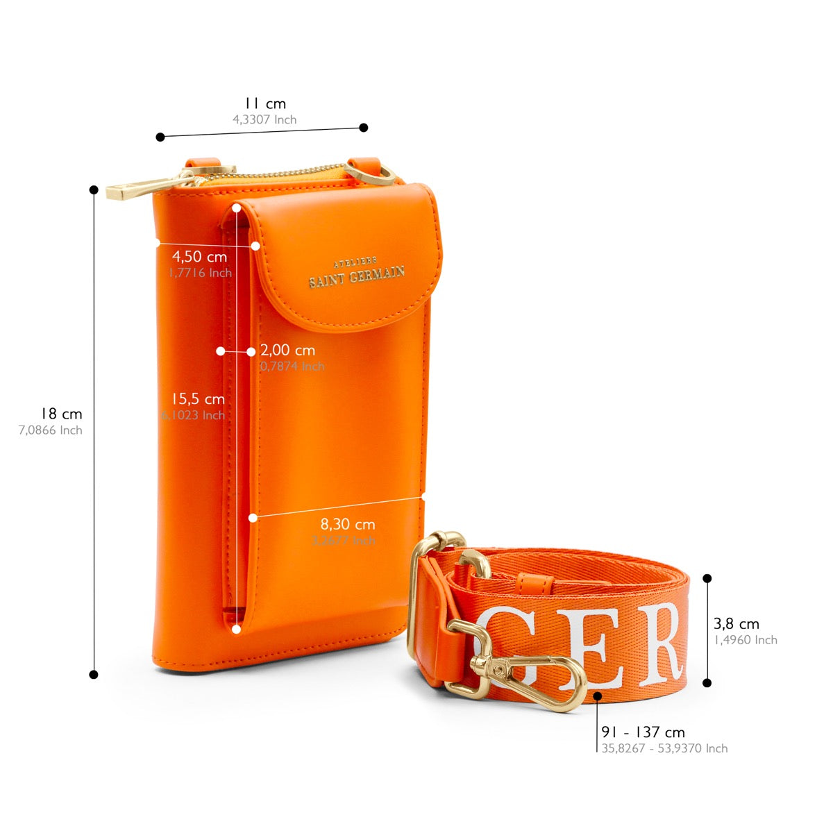 LONDON - Wallet Smartphone Crossbody Bag - ORANGE