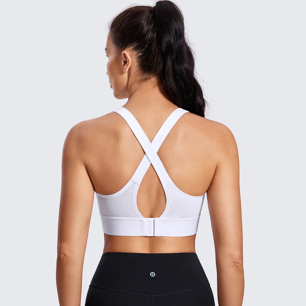 Zip Front Large Padded High Impact Sports Bra - White