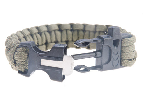 Flint Survival Bracelet Woven Paracord 3m Emergency Whistle Camping Hiking Hunting Tool