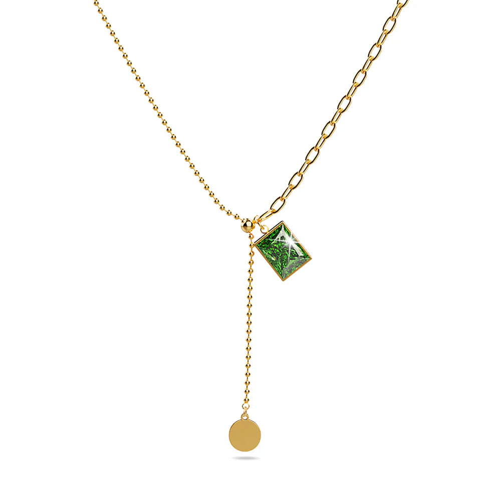 Bullion Gold Valerie Emerald Dangly Pendant Necklace