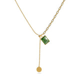 Bullion Gold Valerie Emerald Dangly Pendant Necklace